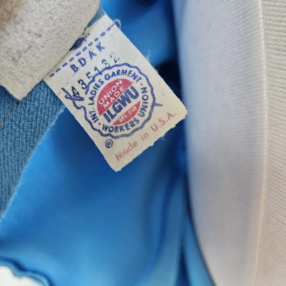 Vintage 70s Sky Blue Micropleat Ruffle Long Sleeve Maxi Dress ILGWU Madein USA - Picture 10 of 12